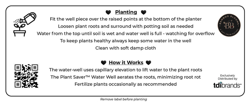16" Black Rectangular Self-Watering Bamboo Planter