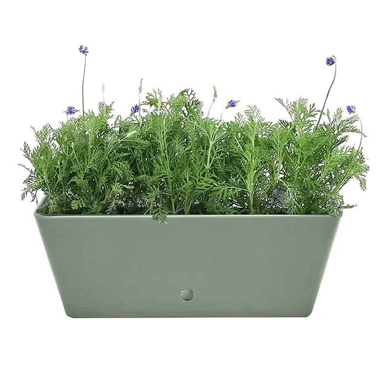 16" Sage Green Rectangular Self-Watering Bamboo Planter