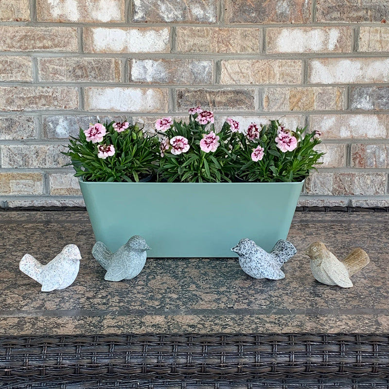 16" Sage Green Rectangular Self-Watering Bamboo Planter