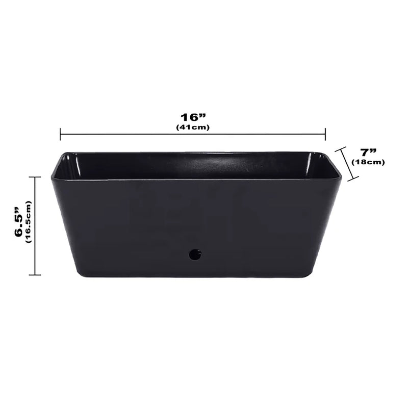 16" Black Rectangular Self-Watering Bamboo Planter
