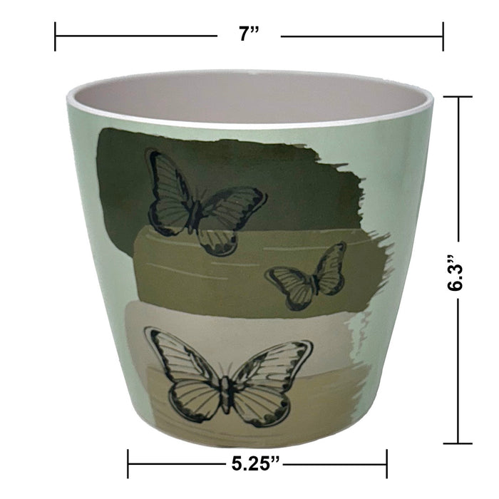 7" Butterfly Round Self-Watering Bamboo Pot
