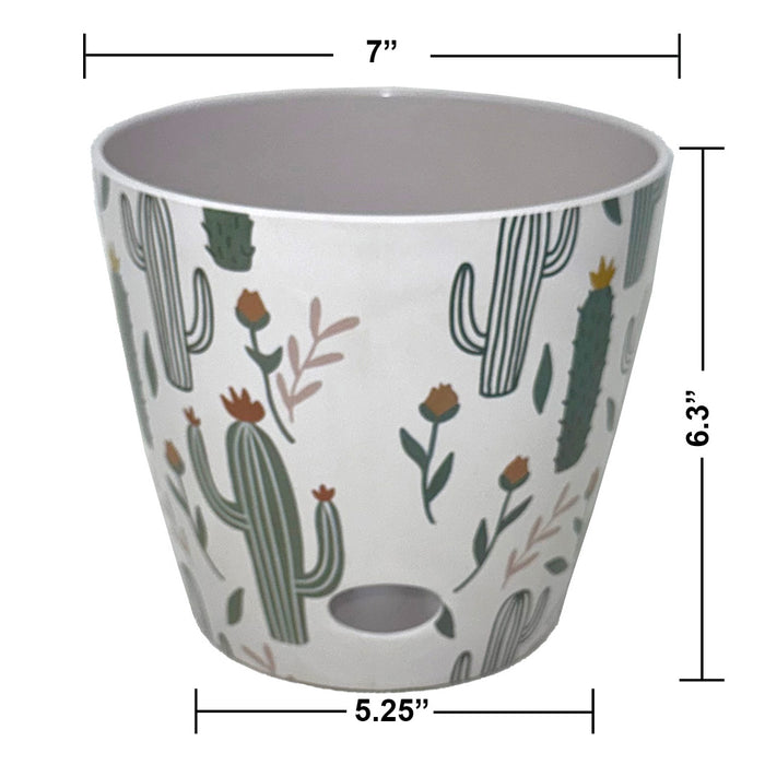 7" Cactus Round Self-Watering Bamboo Pot