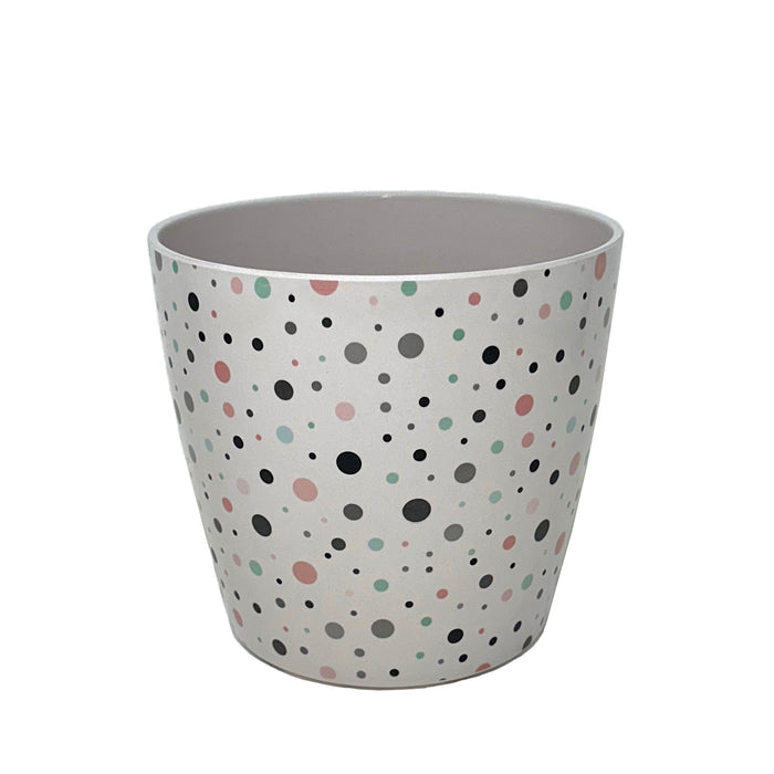 7" Dots Round Self-Watering Bamboo Pot