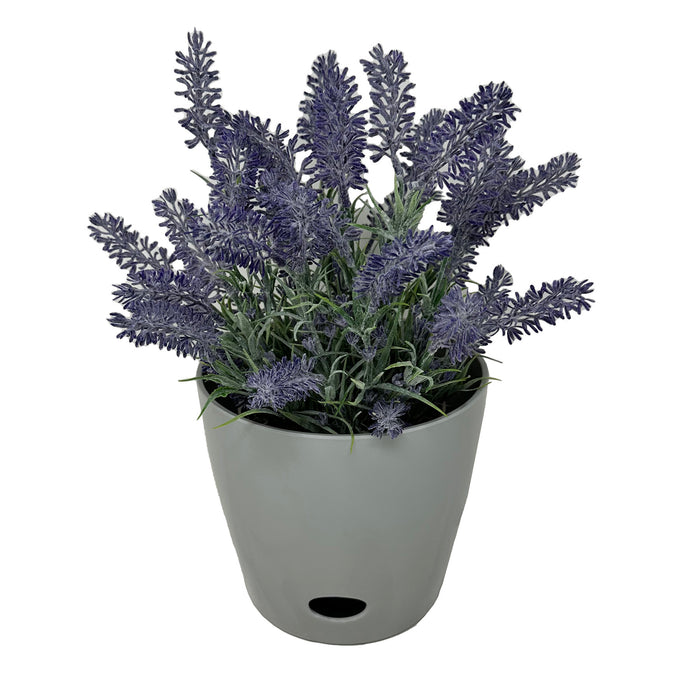 7" Gray Round Self-Watering Bamboo Pot