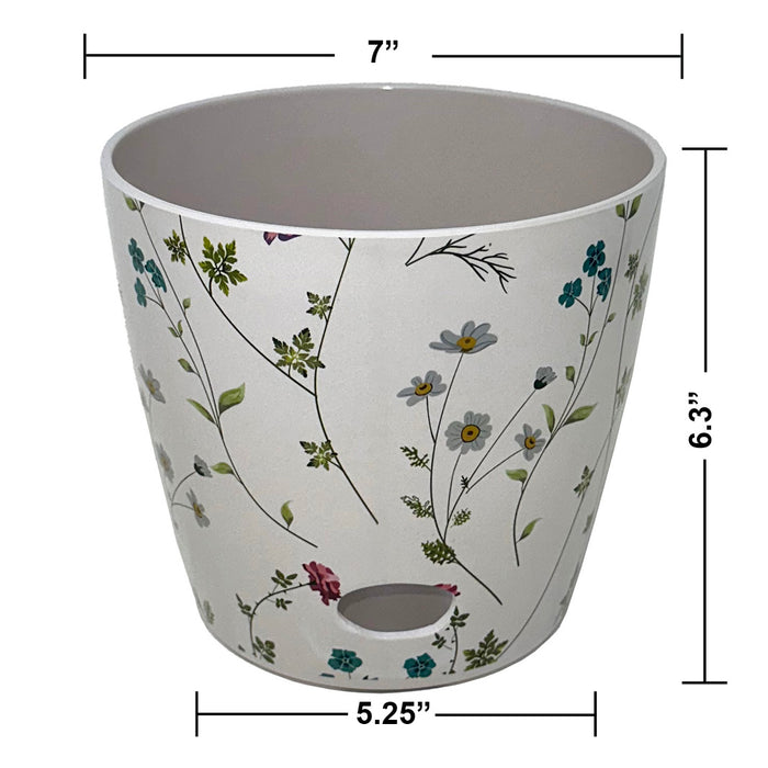 7" Wildflower Round Self-Watering Bamboo Pot