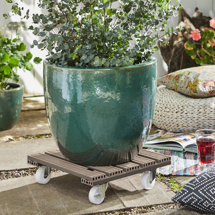 15.4" Taupe Square WPC Plant Caddy