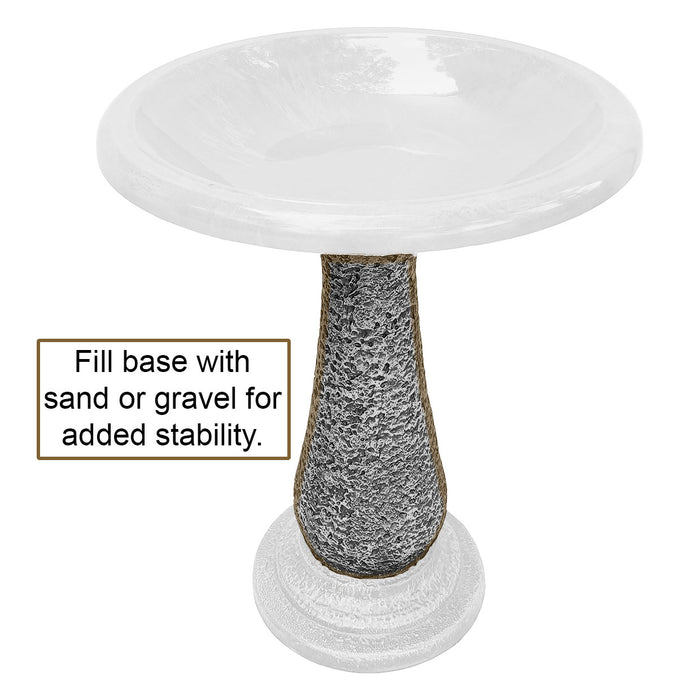 24" Gray Fiber Clay Birdbath