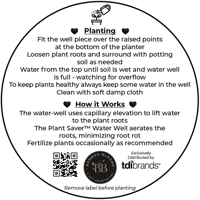 7" Dots Round Self-Watering Bamboo Pot