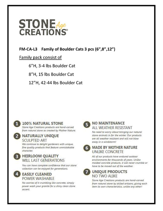 Family of Boulder Cats 3 Pcs 6"8"12"