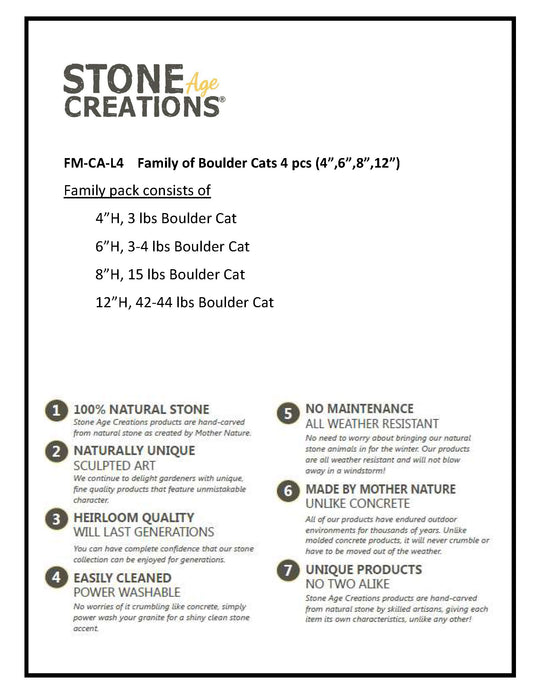 Family of Boulder Cats 4 Pcs 4"6"8"12"