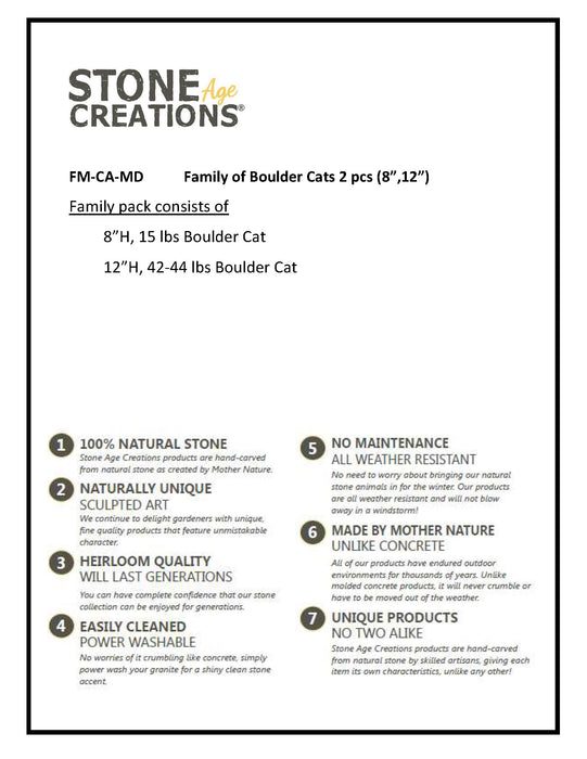 Family of Boulder Cats 2 Pcs 8"12"