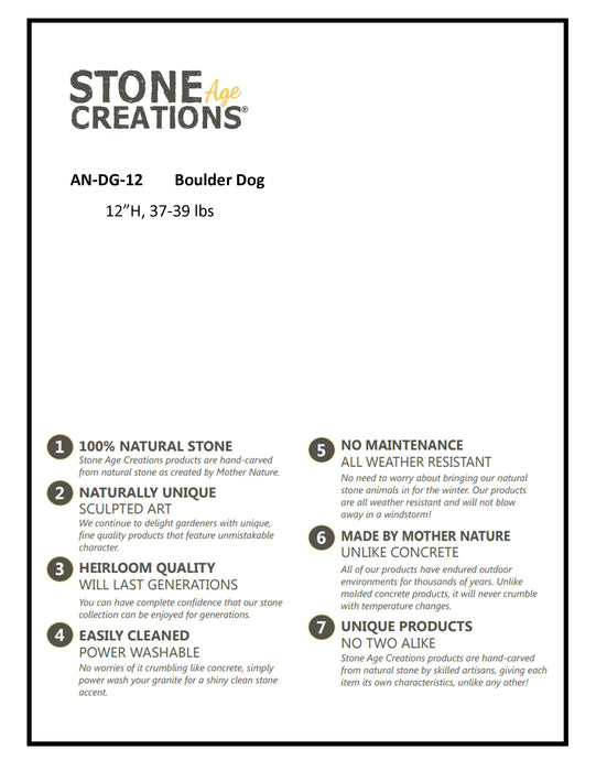 12" H Boulder Dog