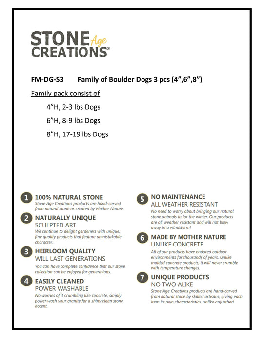 Family of Boulder Dogs 3 Pcs 4"6"8"