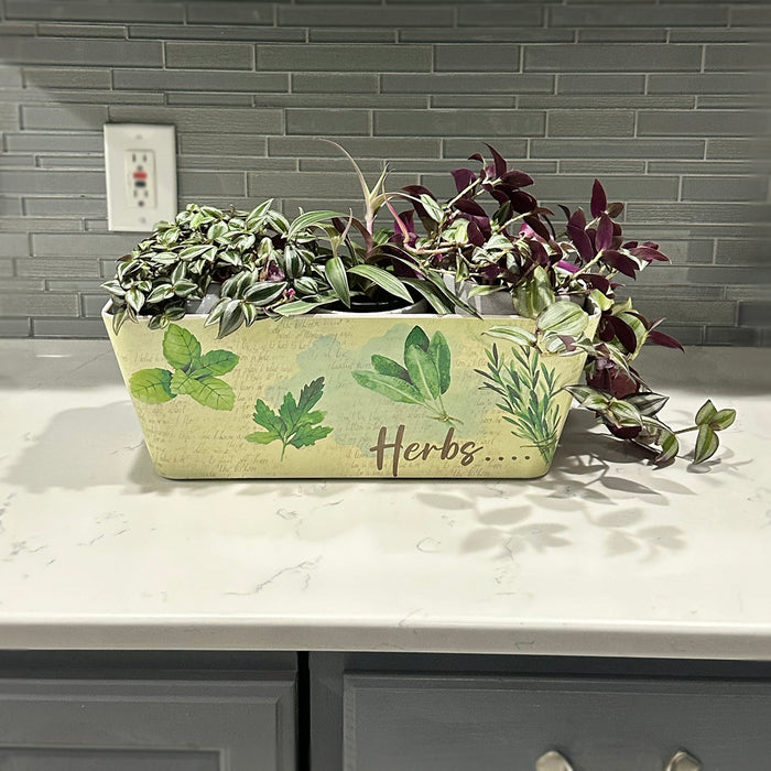 16" Herbs Rectangular Self-Watering Bamboo Planter