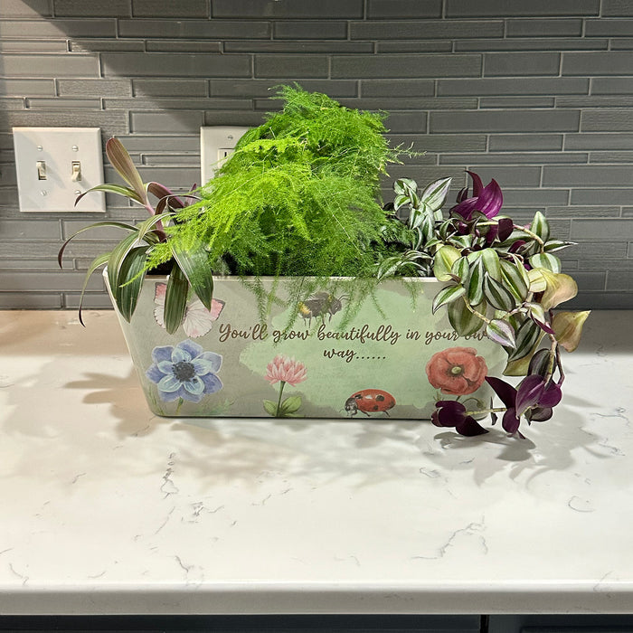 16" Flowers Rectangular Self-Watering Bamboo Planter