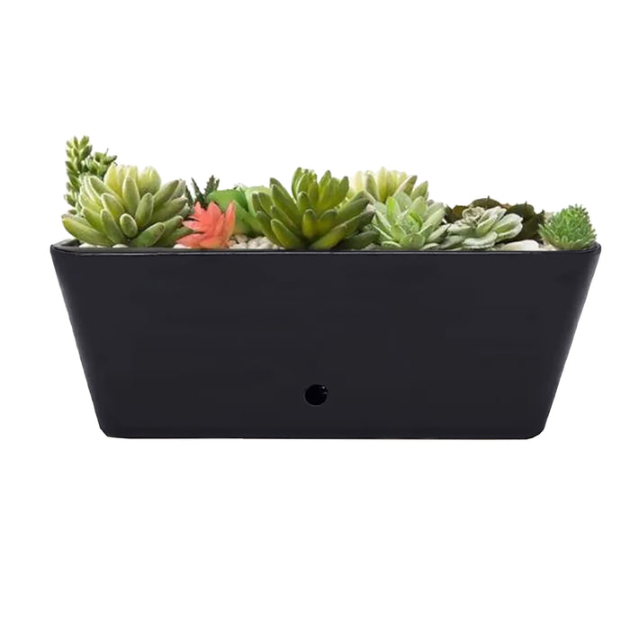 16" Black Rectangular Self-Watering Bamboo Planter
