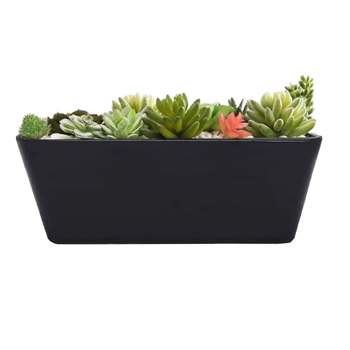 16" Black Rectangular Self-Watering Bamboo Planter