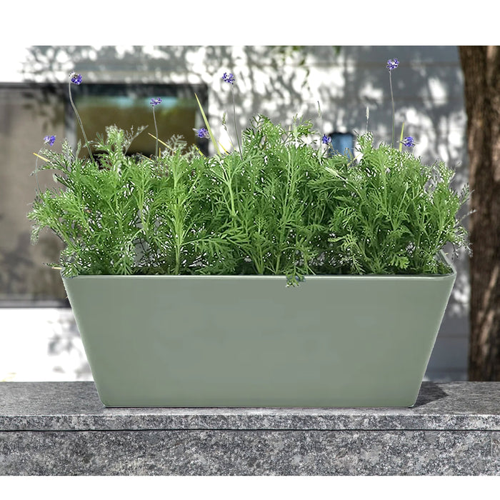 16" Sage Green Rectangular Self-Watering Bamboo Planter