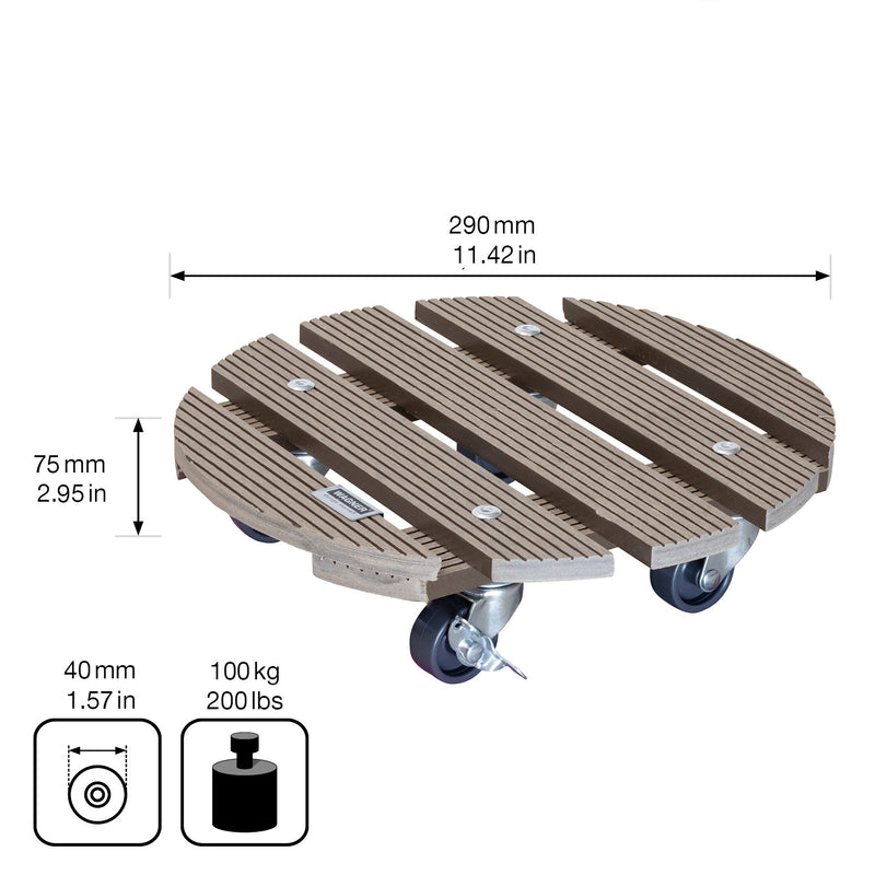 11.4" Taupe Round WPC Plant Caddy