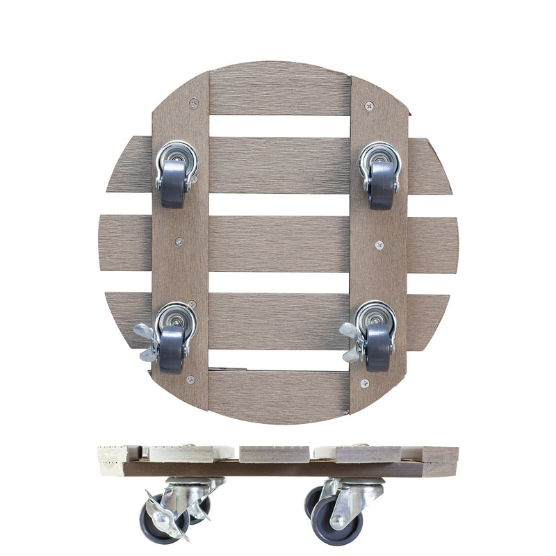 11.4" Taupe Round WPC Plant Caddy