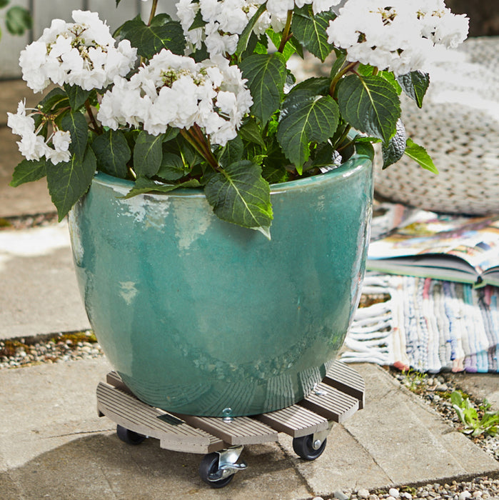 11.4" Taupe Round WPC Plant Caddy