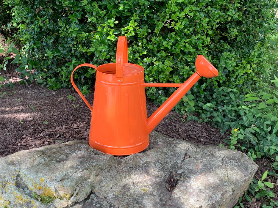2.1 gal Orange Metal Watering Can
