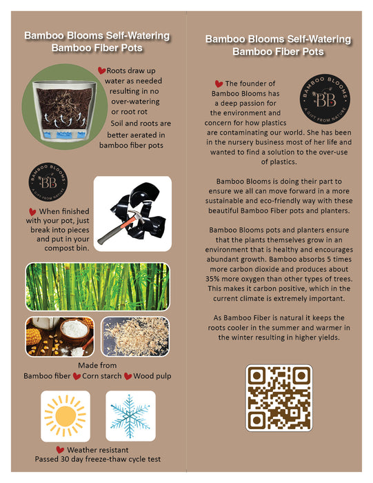 16" Herbs Rectangular Self-Watering Bamboo Planter