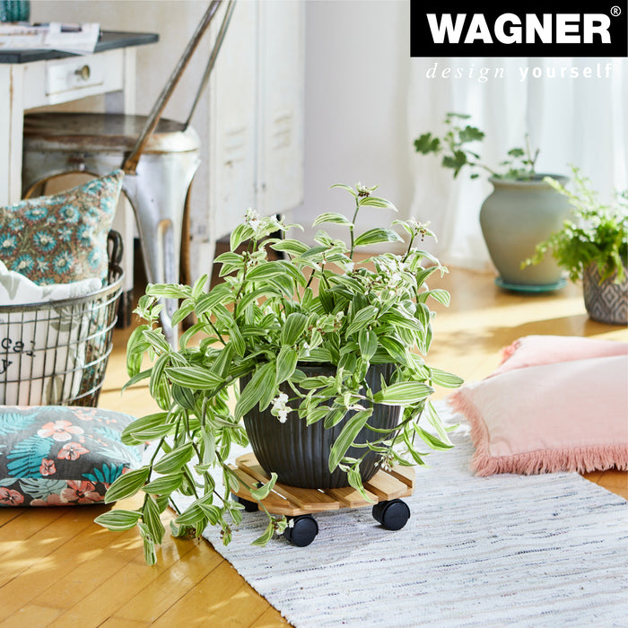 11.4" Round Bamboo Plant Caddy