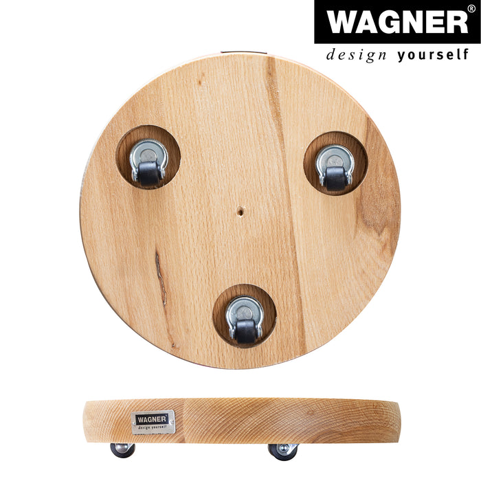 10" Natural Round Wooden Plant Caddy w/No-Show Casters