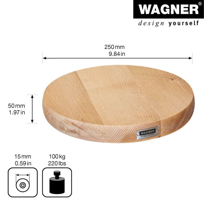 10" Natural Round Wooden Plant Caddy w/No-Show Casters