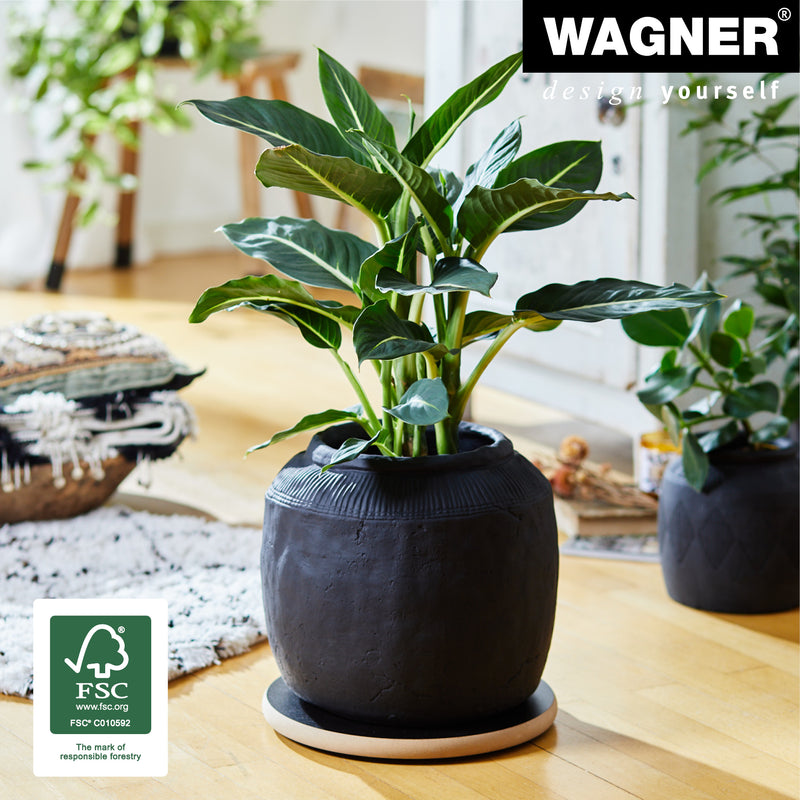 11.4" Black Round Rollo Decor Plant Caddy
