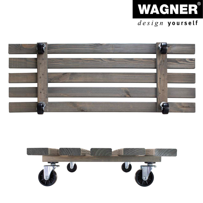 11.5" x 31" Gray Rectangle Wooden Plant Caddy