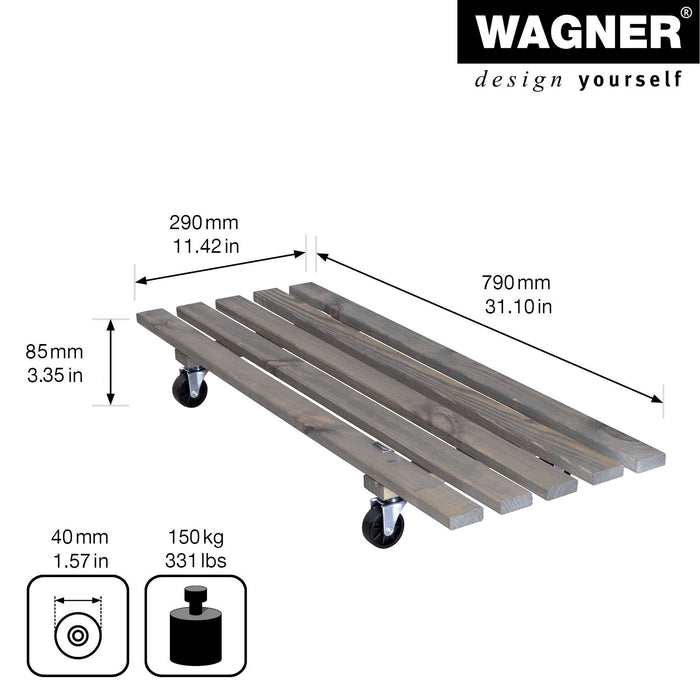 11.5" x 31" Gray Rectangle Wooden Plant Caddy