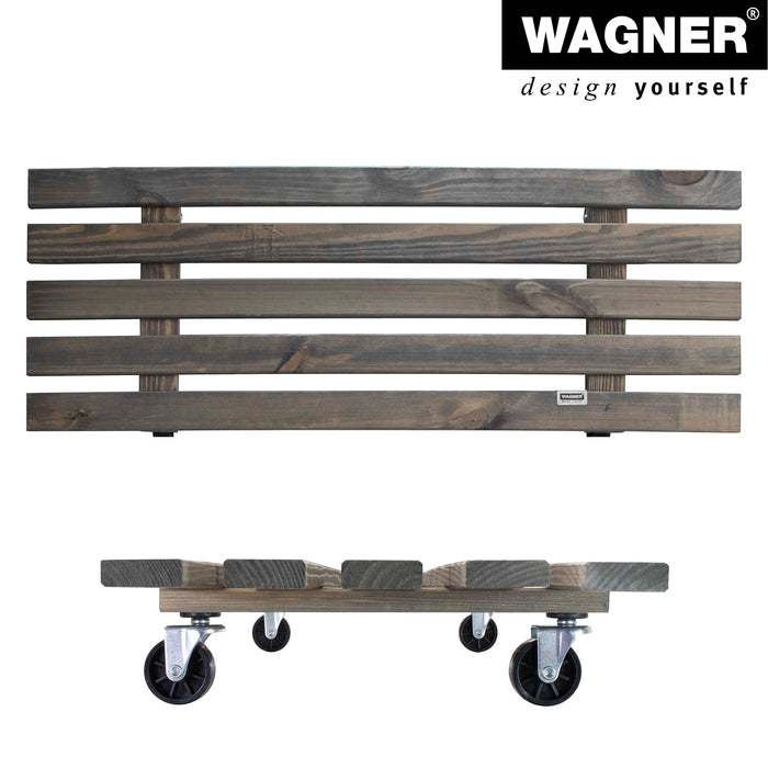 11.5" x 31" Gray Rectangle Wooden Plant Caddy