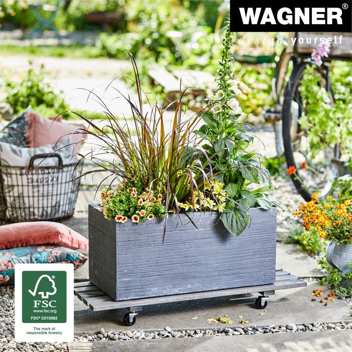 11.5" x 31" Gray Rectangle Wooden Plant Caddy