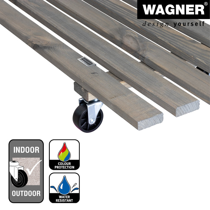 11.5" x 31" Gray Rectangle Wooden Plant Caddy