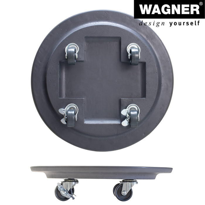 13.4" Charcoal Round Stone Plant Caddy