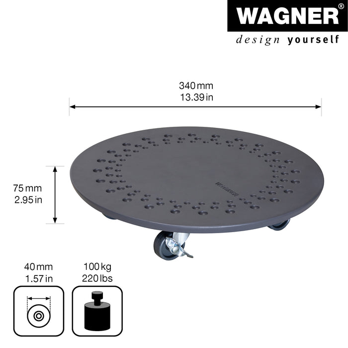 13.4" Charcoal Round Stone Plant Caddy