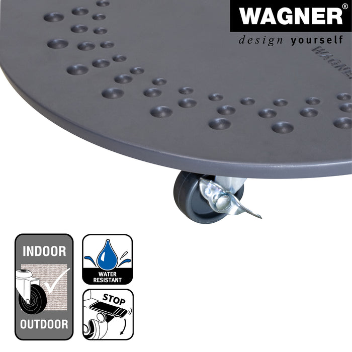 13.4" Charcoal Round Stone Plant Caddy