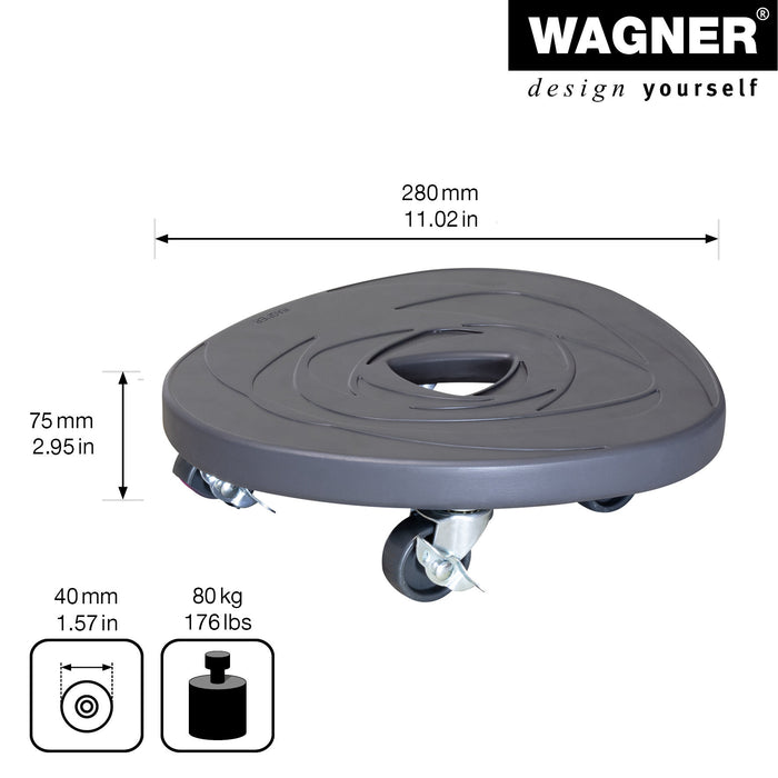 11" Charcoal Round Swirl Stone Plant Caddy