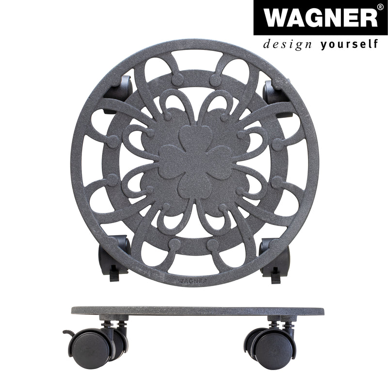 11.4" Slate Gray Round Cast Iron Plant Caddy