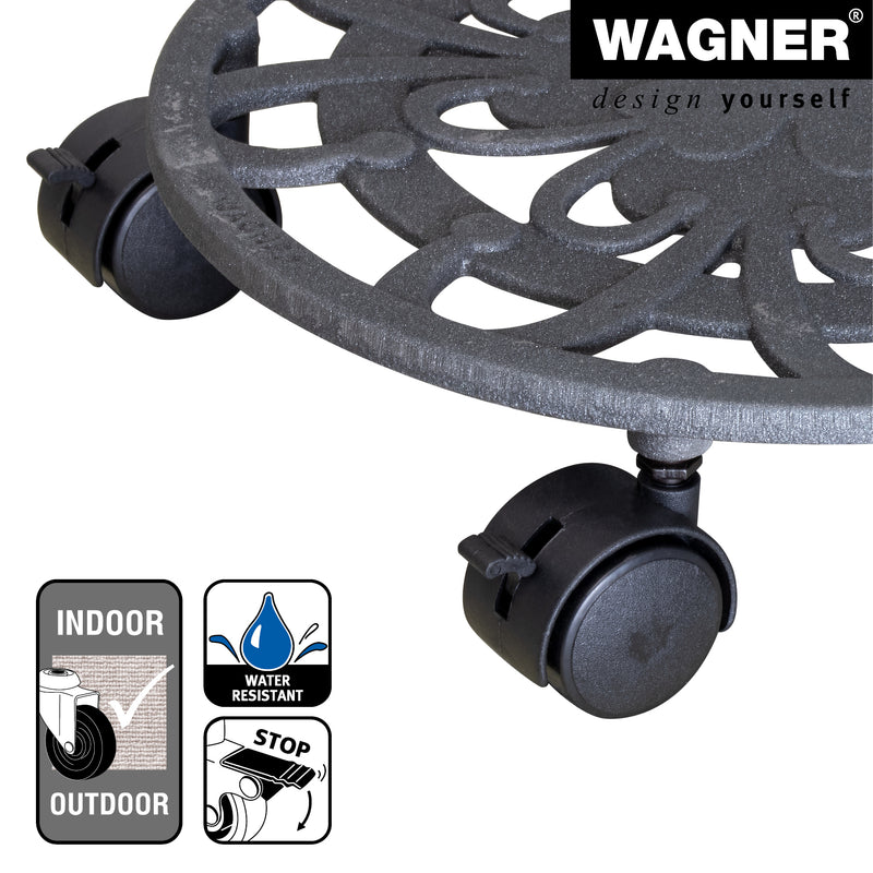 11.4" Slate Gray Round Cast Iron Plant Caddy