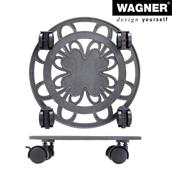 11.4" Slate Gray Round Cast Iron Plant Caddy