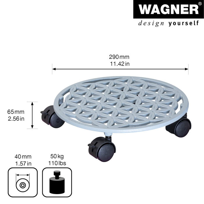 11.4" Smoke Gray Round Cast Iron Plant Caddy
