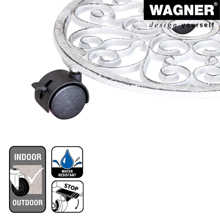 11.4" White Round Cast Iron Plant Caddy