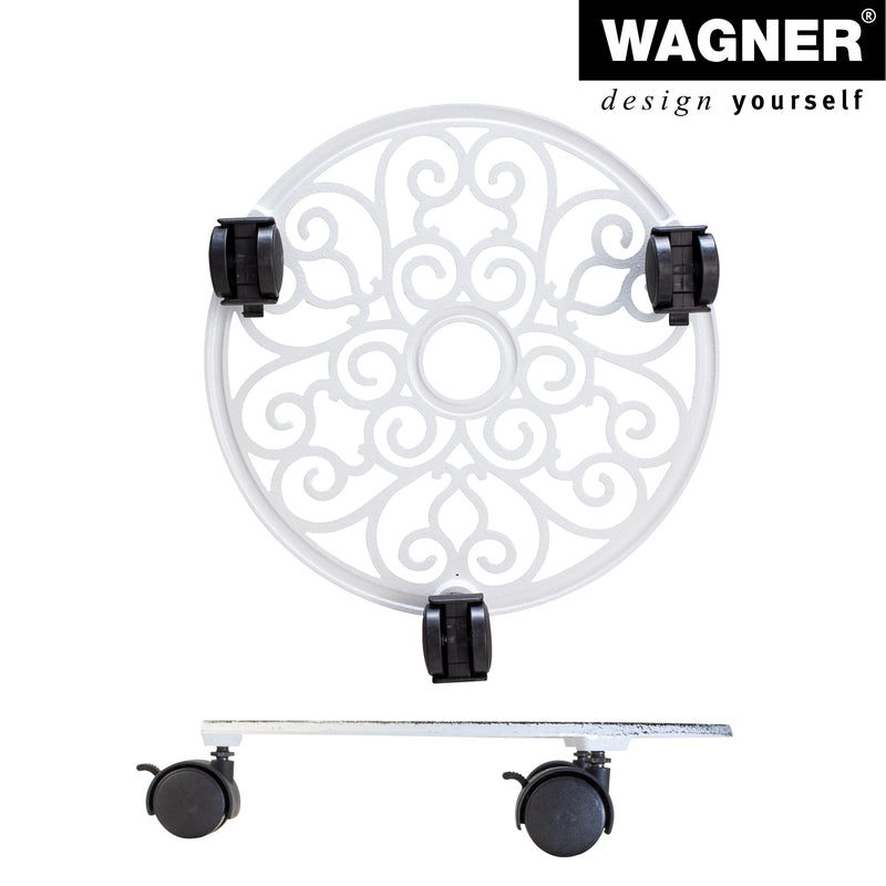 11.4" White Round Cast Iron Plant Caddy