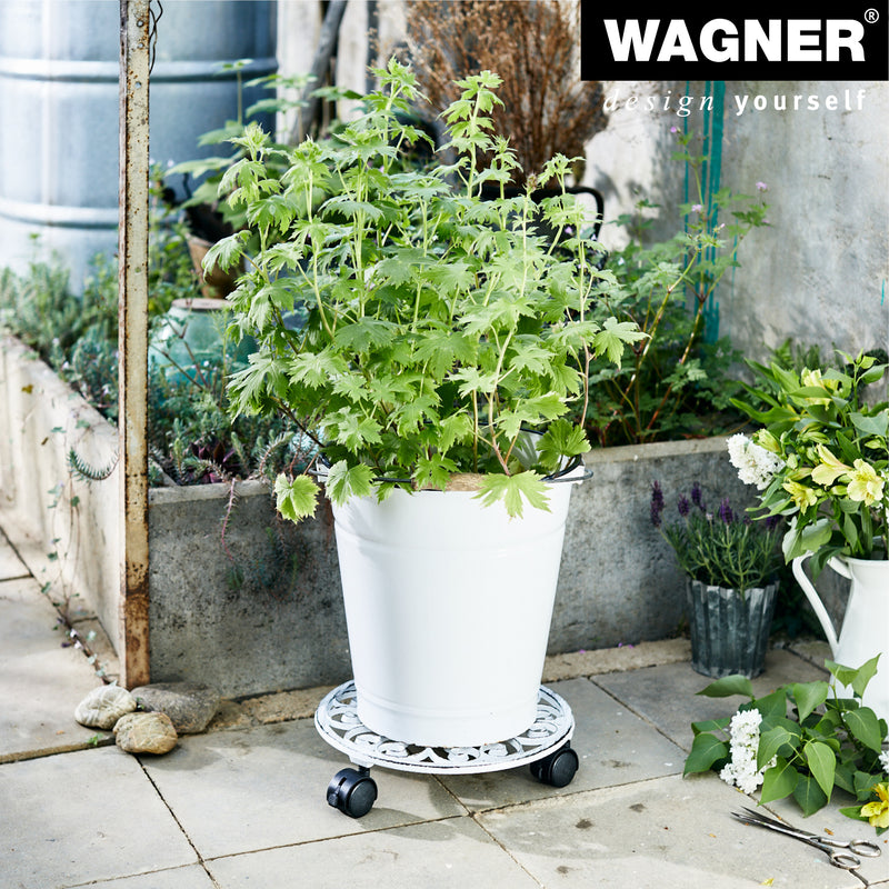 11.4" White Round Cast Iron Plant Caddy