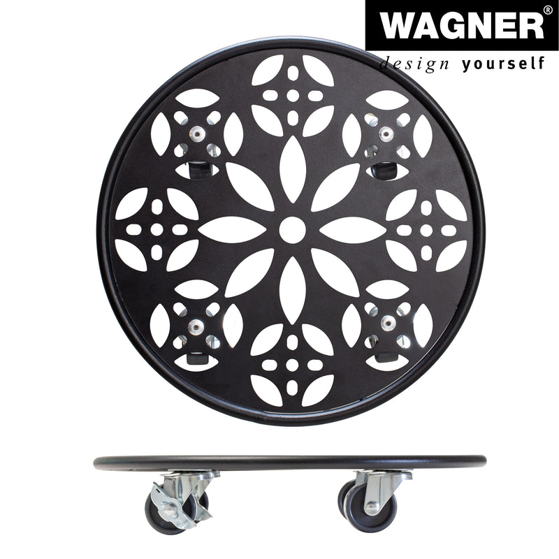 11.8" Black Round Flower Steel Plant Caddy