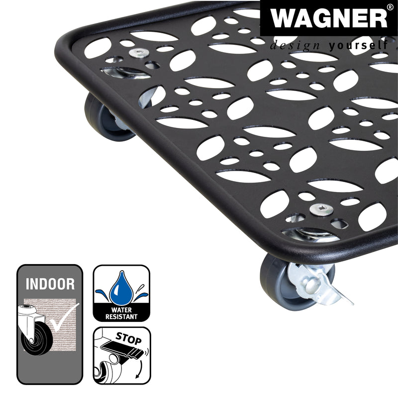 11.8" Black Square Flower Steel Plant Caddy