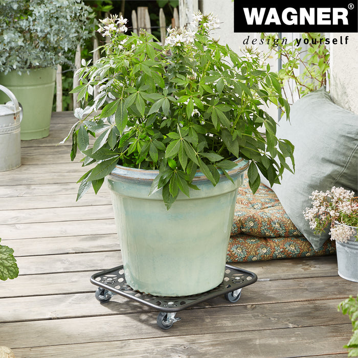 11.8" Black Square Flower Steel Plant Caddy